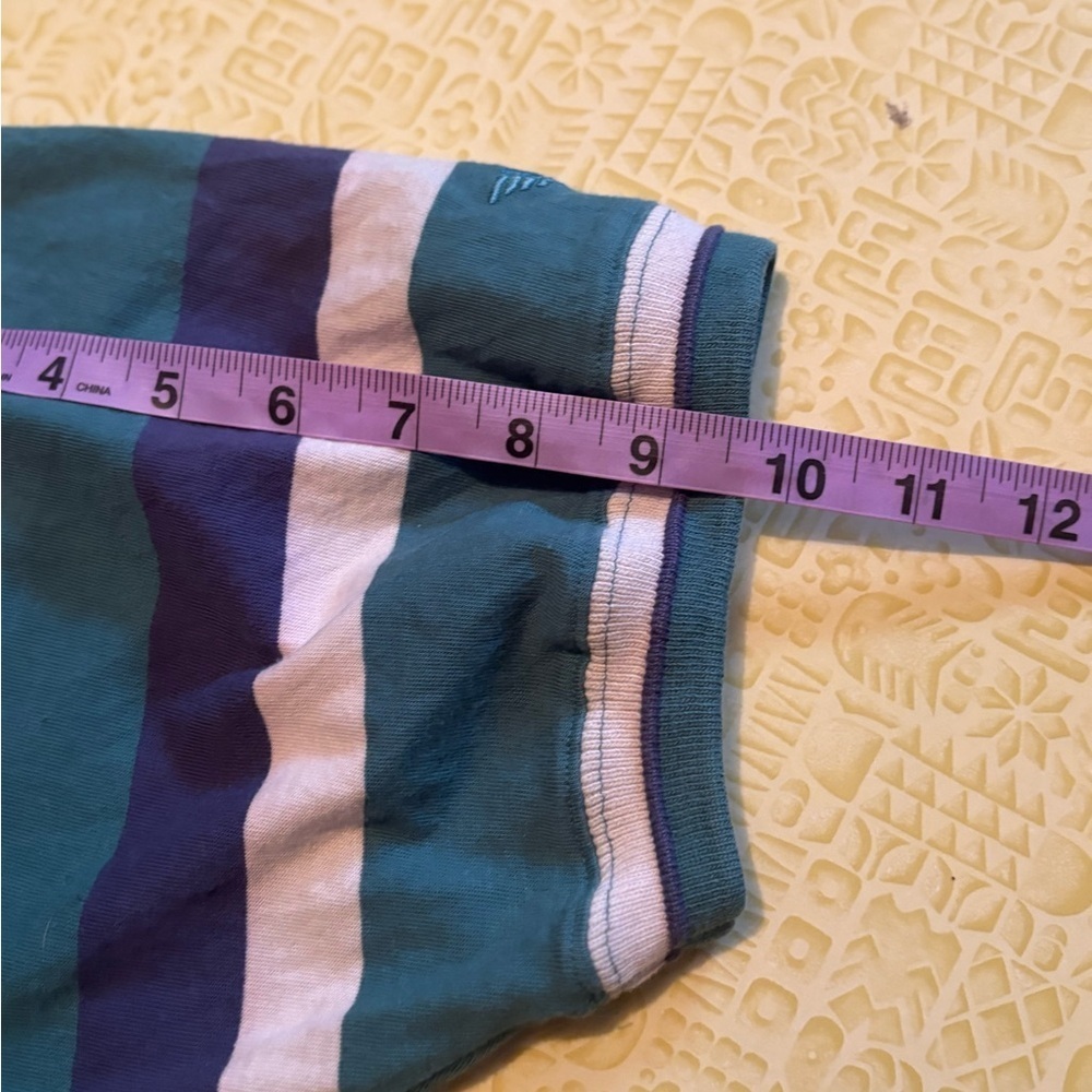 Vintage Dockers Green and Cream Striped Polo Shirt - Picture 9 of 10